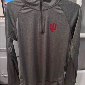Gray Indiana University Quarter-Zip Pullover with Red IU Logo